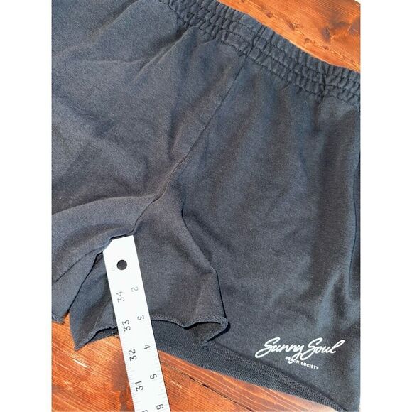 H&M Women’s Sweat Shorts Size Large “Sunny Soul” Black - Picture 5 of 5